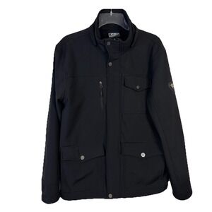 CB‎ SPORTS Jacket Men Sz M All Weather Windproof Softshell Black Coat 5 Pockets